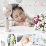 Wholesale Cat Ear Portable USB Rechargeable Handheld 3 Speed Strong Wind Electric Small Mini Cooling Fan with Cell Phone Holder and Light (Pink)